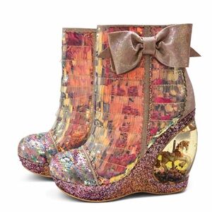 Irregular Choice A Million Dreams Pink Sequin Glitter Bow Carousel EU 41